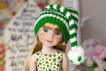 娃娃綠色條紋精靈帽 Ruby Red Fashion Friends, St. Patrick's Day, 娃娃帽