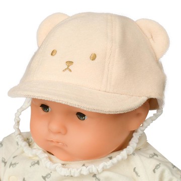 akachan honpo - 熊耳棒球帽-毛巾布-淺卡其色-日本製