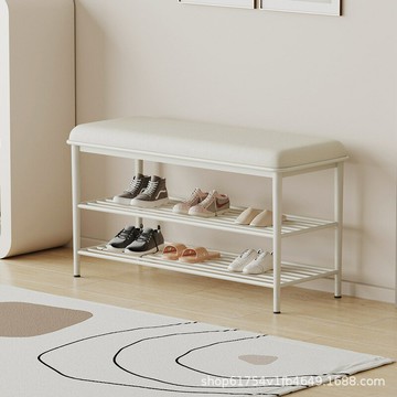換鞋凳門口服裝店家用入戶鞋櫃坐凳一體奶油風創意網紅簡約穿鞋凳 雙11全館免運