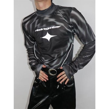 Culture春季設計感小高領反光打底長袖T恤高級感朋克內搭上衣男女