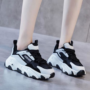 JP Queen New York 黑灰拚色拼接綁帶厚底休閒老爹鞋(2色可選)