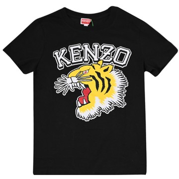 KENZO 2TS084 美式風LOGO老虎圖案棉質短T恤.黑