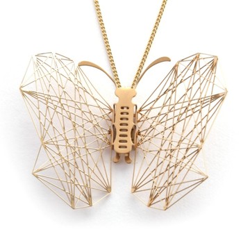 Magi-Steel｜蝶@台灣 可換翅膀蝴蝶項鍊-幾何(金色)