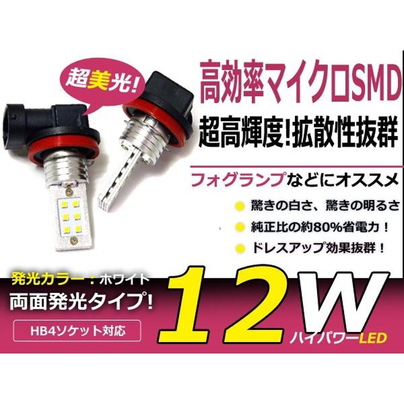 LEDフォグランプ ロードスター NB系 LEDバルブ ホワイト 6000K相当 9006 HB4 両面発光 SMD 2個セット 交換用