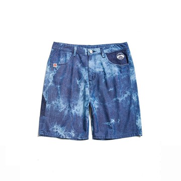 江戶勝 日系 男裝 靛藍系列 波紋牛仔短褲(石洗藍) #褲子