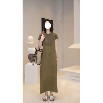 韓版氣質寬松兩件套女裝2025夏季新款時尚吊帶連衣裙今年流行套裝