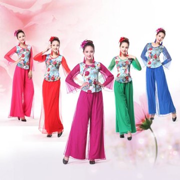 午后驕陽廣場舞服裝套裝新款民族風中老年演出跳舞蹈衣闊腿褲春夏