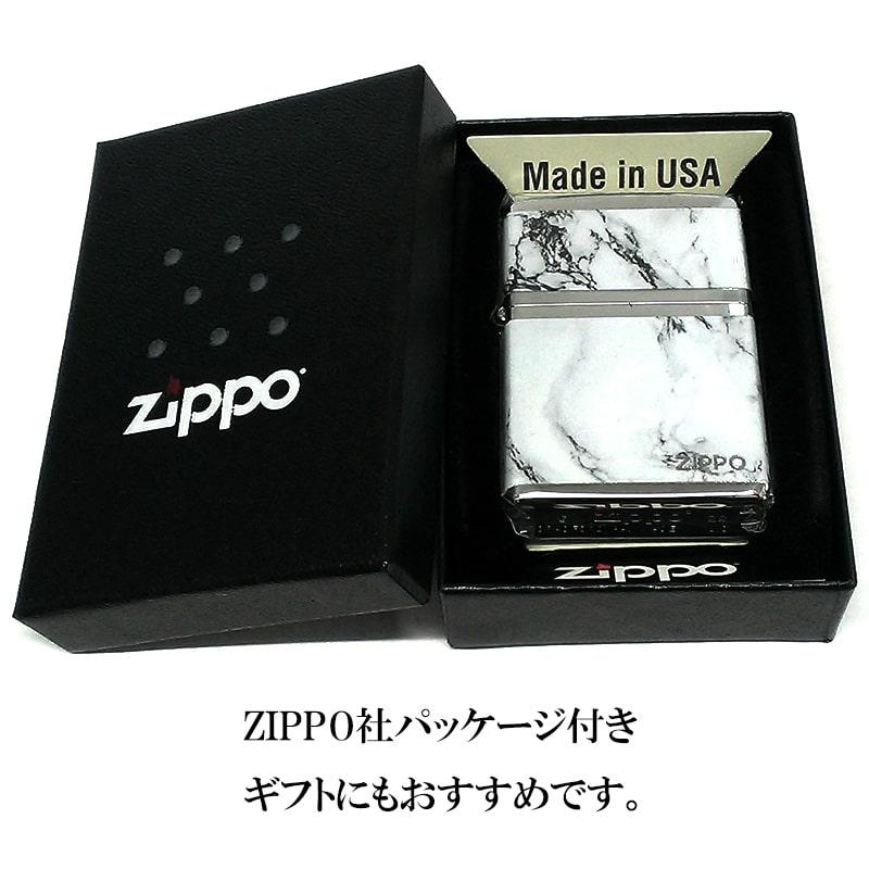 ジッポ ライター ZIPPO ロゴ シルバー ホワイト 4面加工 大理石 Marble Logo かっこいい おしゃれ メンズ ギフト プレゼント