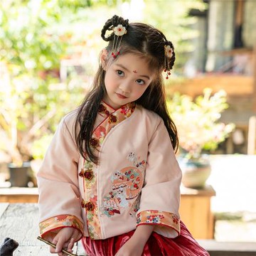 清倉 漢服女童冬季國風秋冬女寶加厚兒童紅色斗篷古風冬款拜年服