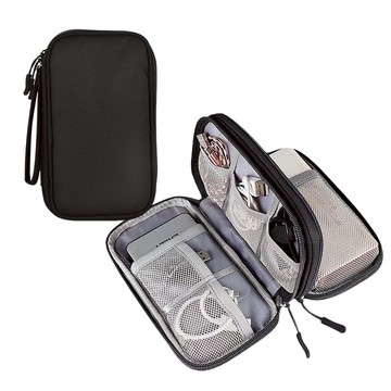 【好玩旅物】二入組_旅行專用防撞耐壓充電器電線專用收納包二入組_黑色