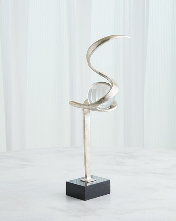 Captured Sphere Sculpture, Silver Leaf