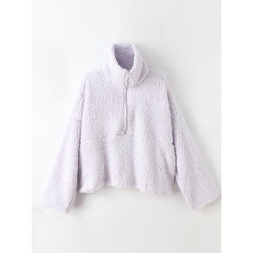 諾諾E站【MK】秋冬休閑寬松半拉鏈立領套頭寬松軟綿羊羔絨衛衣