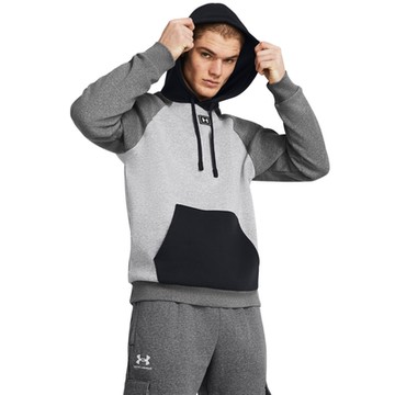 【UNDER ARMOUR】男 Rival Flc 撞色長袖帽T_1383095-011