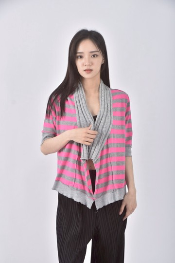 (S) 質感跳色粉色罩衫