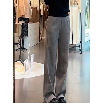 闊腿褲衛褲2025秋冬新款休閑褲松緊腰加厚直筒長褲女