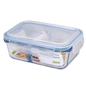 [家速配]NF耐熱玻璃分隔保鮮盒840ml
