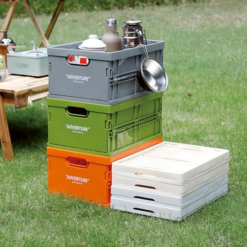 日本 霜山 工業風可層疊耐重摺疊收納籃-3入-多色可選 - 陽光橙