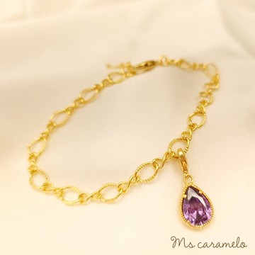 【焦糖小姐 Ms caramelo】紫色 水滴鋯石手鍊