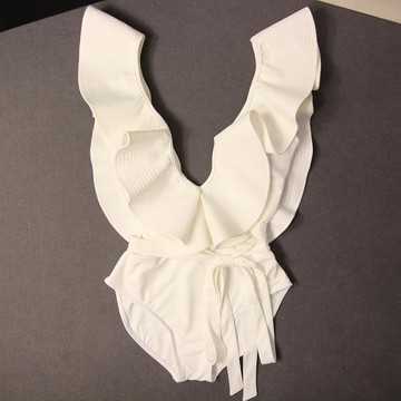 泳裝女ins網紅仙女范白色深V性感遮肚顯瘦三角比基尼連體游泳衣女