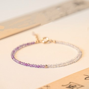 『Mika迷卡』J05現貨 新款天然薰衣草紫水晶手鍊極細2mm14k金珠保色手鍊 預購請聊聊
