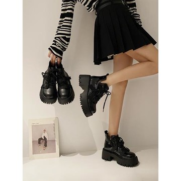 黑色馬丁靴子女2025年新款春秋單靴增高英倫風甜酷厚底機車短靴潮