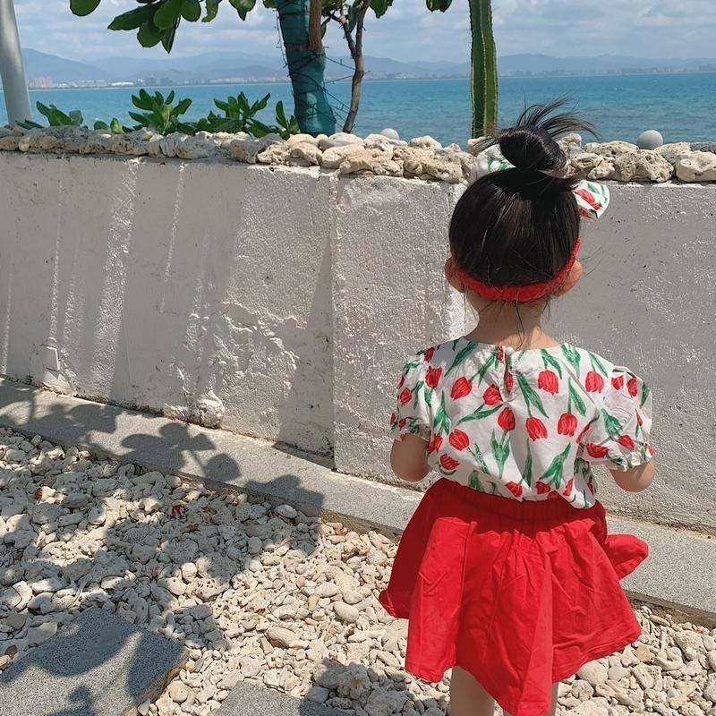 セットアップ 2点セット キッズ 女の子 子供服 半袖 カットソー フレア  