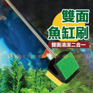 【宏洋水族】雙面魚缸清潔刷✨含塑膠刮刀（25cm）（魚缸刷 魚缸清潔 水族用品 水族刮刀 刮藻刀 除青苔 水族刷
