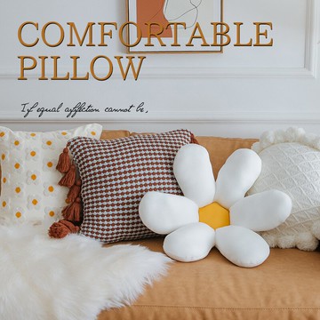 東柏家 ins風北歐花朵沙發抱枕白色輕奢網紅抱枕套不含芯床頭靠墊