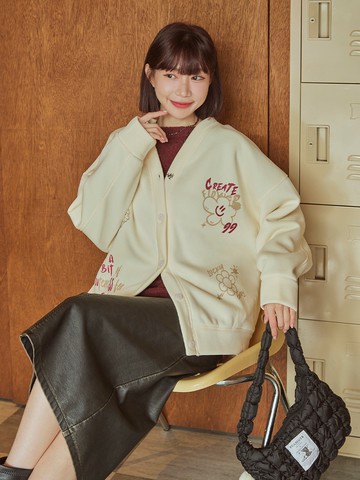 花花塗鴉排扣休閒外套