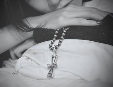 大玫瑰十字杵925純銀墜鍊整組 (中性/十字架歌德鳶尾花/珠鍊)