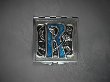 錫雕 個人專屬字母  頭文字R隨身鏡  隨時整理儀容的好幫