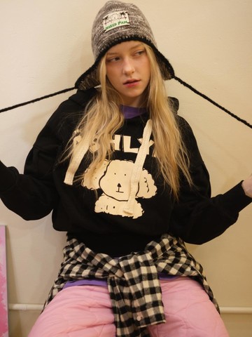 Shirring Oversized Cotton Hoodie [Beige]