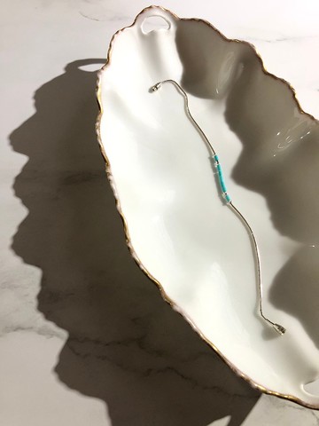 復古綠松石珠銀手鍊