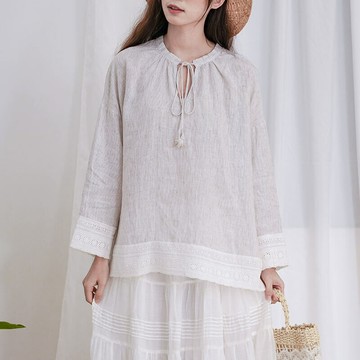 圓領蕾絲花邊上衣995480