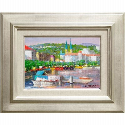 酒井健吉 『ルツェルン湖』 油絵・油彩画 SM(サムホール) 絵画