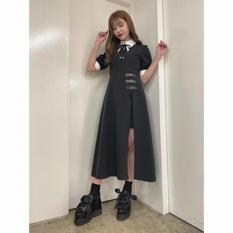 公式 Eatme イートミー ベルテッドバイカラーワンピース 通販 Lineポイント最大1 0 Get Lineショッピング