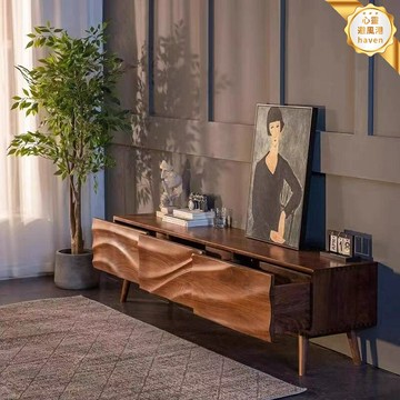 【侘寂風波浪櫃】電視櫃 北歐電視櫃 實木電視櫃 地櫃 客廳櫃 設計師原木款 小戶型收納 客廳儲物地櫃