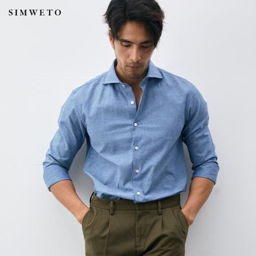 棉麻襯衫男長袖韓版潮流 男士夏季上衣 溫莎一字領雅痞帥 INS襯衣