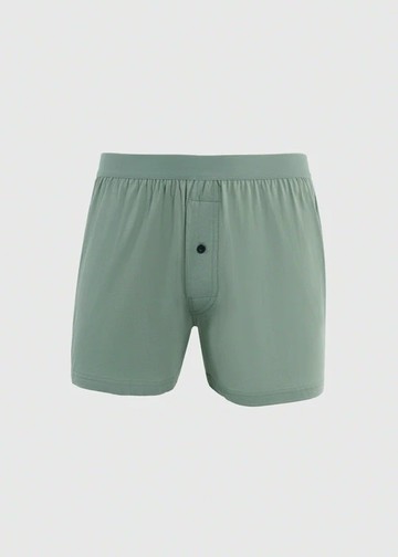 男款_Back to Track．純棉寬鬆四角內褲(灰霧綠)