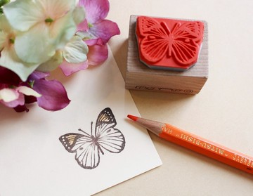 橙端粉蝶 木頭印章