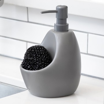 《Umbra》刷具+石陶洗手乳罐-昏灰590ml-- 按壓瓶 分裝瓶 乳液瓶 沐浴乳罐