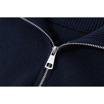 JiaGeLin雙拉鏈大翻領羊毛開衫女韓系寬松慵懶設計感毛衣外套上衣