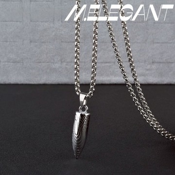 M.e.【24H出貨】鈦鋼子彈吊墜項鍊 實心子彈頭項鍊 長項鍊 珍珠鍊 男女通用款