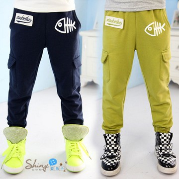 【R3155】shiny藍格子-嬰幼館．秋冬新款男童抓絨休閒長褲