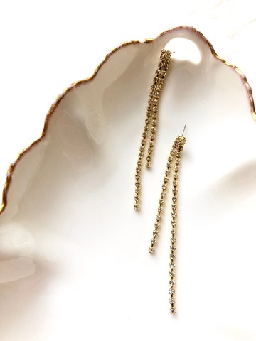 復古雙鑽鍊墜金屬垂墜耳環