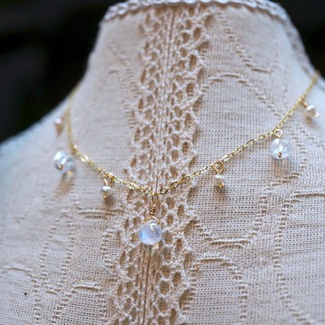 ITS-N143【14KGF・月光石】月光石項鍊。