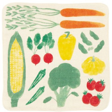 京都有機棉四重紗方巾-蔬菜