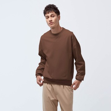 Reboot-甦活寬版長袖上衣-(銀啡麻/咖啡色M-XL)