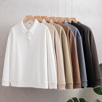 輕奢級！透氣珠地網眼！春季男士外貿商務休閑純色翻領長袖POLO衫