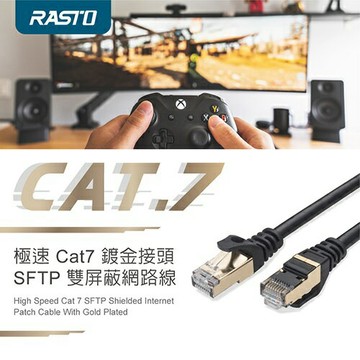RASTO Cat.7鍍金接頭SFTP雙屏蔽網路線1.5M/2M/3M/5M/8M(現貨)